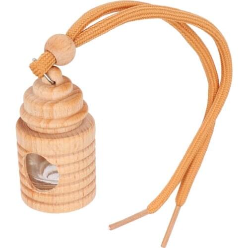 LEEPEE Wood Hanging Glass Empty Bottle Car Perfume Empty Bottle 4ml Perfume Pendant Air Freshener Bottle for Essential Oils