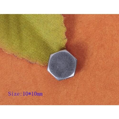 Trendy 10MM Vintage Silver Flat Hexagon Bag Shoe Metal Studs Rivet Bullet Spikes