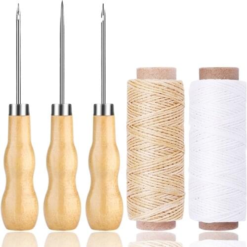 LMDZ Leather Sewing Kit Awl Hand Stitching Waxed Thread Hand Sewing DIY Tool Awl Leathercraft Shoes Repair Tools