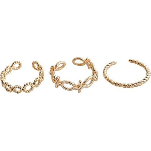 2021 fashion new simple geometry metal wind set elder sister ring Korean personality temperament mouth ring