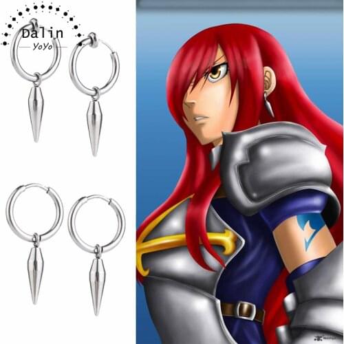New Anime Fairy Tail Erza Eardrop Cosplay Metal Drop Earrings Jewelry Cosplay Accessories Gift Halloween Earrings