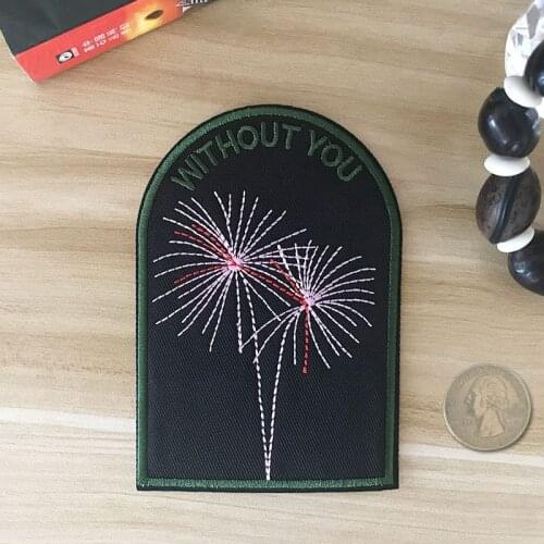 PGY Tombstone Iron On Patches Sticker Badge Without you Arm Embroidered Iron-on Patch For T - Shirt Jeans Clothing DIY Decor