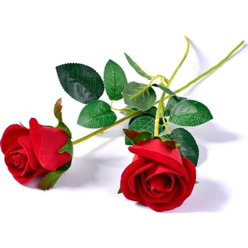 Valentines Day Gift For Lovers Red Rose Silk flower European Artificial Flowers Fake Leaf Wedding Home Party Decoration
