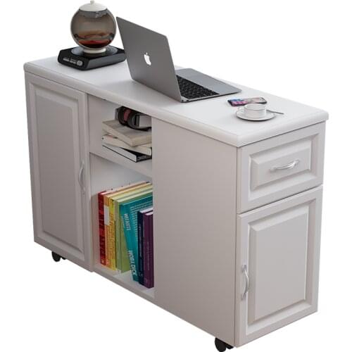 80cm White Color Movable Slot Cabinet Sofa Table Bedroom Living room Storage Cabinet Narrow Rack