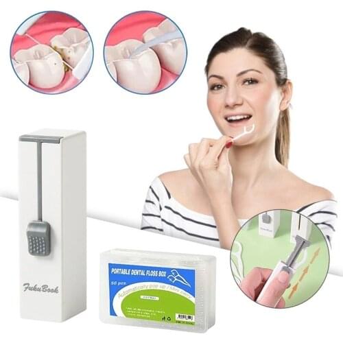 Portable Automatic Toothpick Dispenser Tooth Cleaning Interdenta Floss Storage Boxes Toothpicks Holder Toothpick Box for Floss