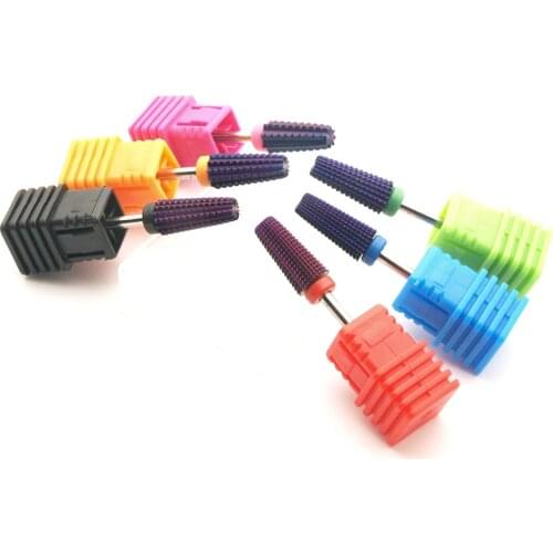 Purple Plated 5 in 1 Carbide Nail Drill Bits With Cut 2-Way Drills Tapered Bit Milling Cutter For Manicure Nails Accessories