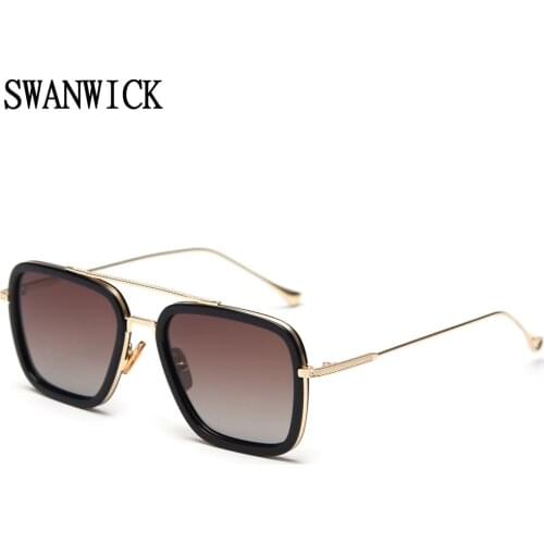 Swanwick square sunglasses men polarized brown blue driving sun glasses half metal frame women high quality Summer fashion style