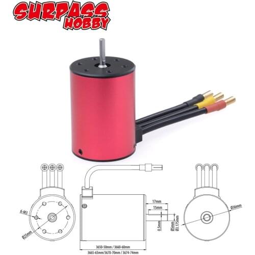 KK 3670 1100KV 1350KV 1700KV 2050KV 2650KV 2850KV Waterproof Brushless Motor for 1/10 1/8 RC Drift Racing Off-road Car Truck Sen