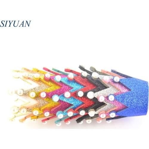 100pcs/lot 3D Felt Kids Crown Dotted with Stimulated Pearl First Birthday Tiara DIY Boutique 10 Colors Available H0262