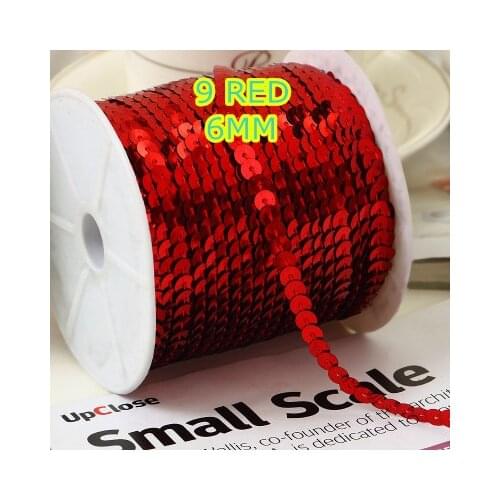 100 Yards 6mm Round Sequins Trim, Sold per Packet of 1 Roll(100 Yards)-9 Red Confetti