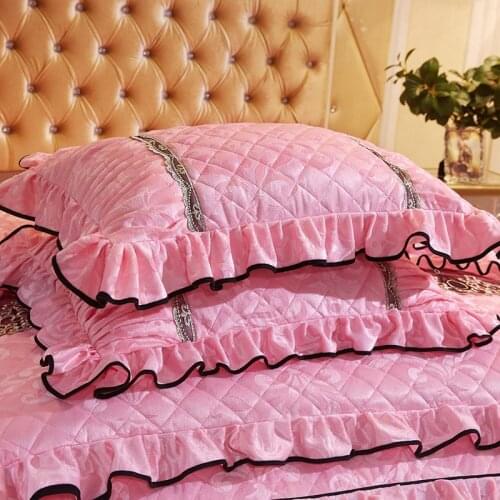 2pcs Velvet Quilted Lace Pillow Cases for Bed Home Decor Rectangular Pillow Cover Sham Winter Warm Soft 48x74cm