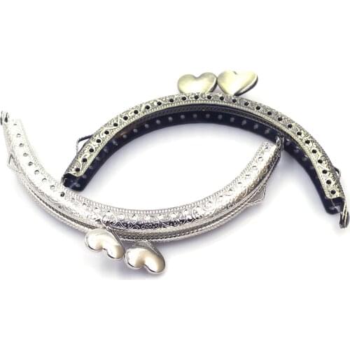 2PCS 10.5cm Heart Head Arch Purse Frames Clasps Clutch Buckles Handmade Crafts Luggage Accessories Handbag Handle Hardware Parts