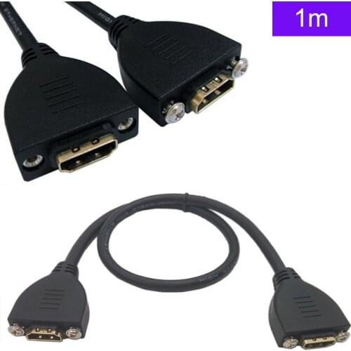 4k2k 60Hz Gold Plated High Speed HDMI Female to Female Extension Cable With Screw Panel Mount 1m