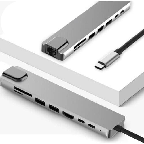 8-In-1 Type C Hub USB C to HDMI-Compatible USB 3.0 Ports SD/TF Card Reader USB-C Power Delivery for MacBook Pro 3.1 Splitter