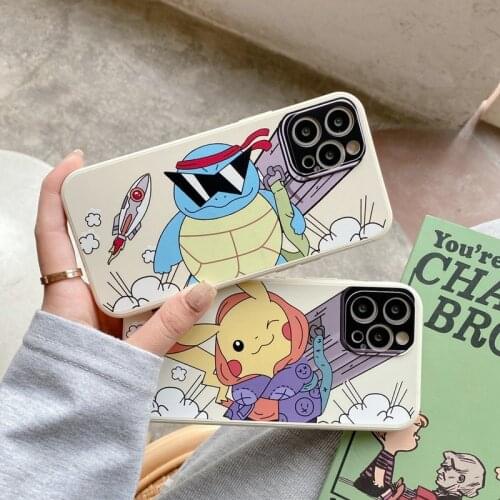 Anti-fall Pokemon Pikachu Phone Case for IPhone12 12pro 11 11pro Iphone7 8P X XS XR XSMAX Cute Cartoon Silicone Case Couples