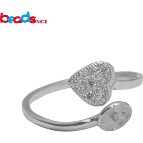 Beadsnice real sterling silver finger ring for pears heart rings blanks settings unique engagement rings for women ID33358