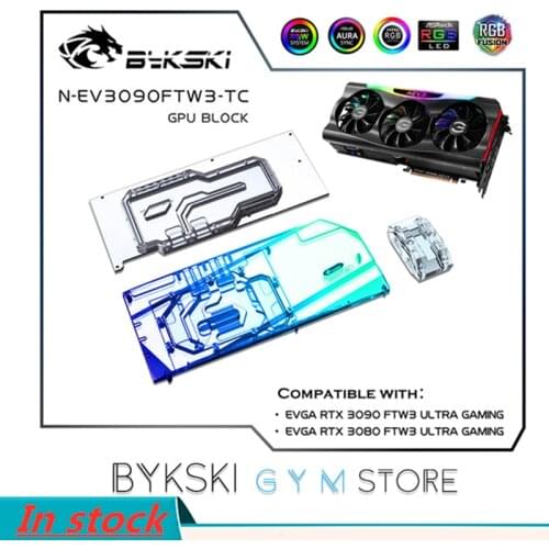 Bykski GPU Active Backplate Block For EVGA RTX 3080 3090 FTW3 ,PCB Backside Memory(VRAM) Double VGA Cooler N-EV3090FTW3-TC
