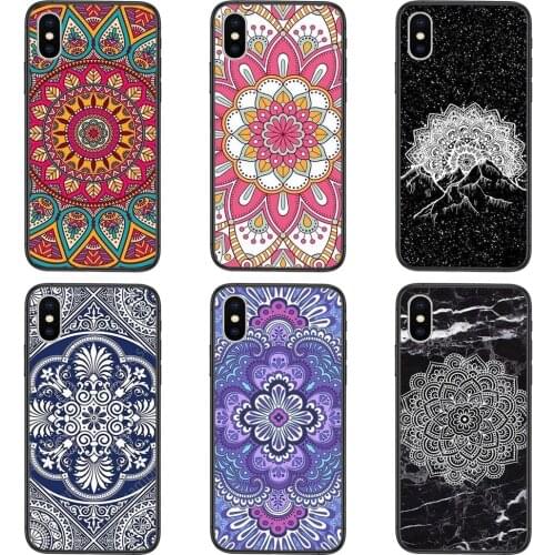 For Huawei P50 P40 P30 P20 P10 Lite E Plus Pro P Smart Z 2019 2020 2021 Mobile Phone Shell Case Black Totem Mandala Flower