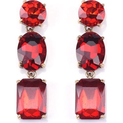 Black Clear Red Glass Crystal Long Earrings Women Fashion Simple Jewelry 2020 Statement Dangle Drop Earrings ZA Newest
