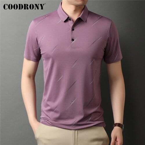 COODRONY Brand High Quality Summer New Arrival business Casual Short Sleeve Polo-Shirt Men Clothing Fashion Striped Tops C5248S