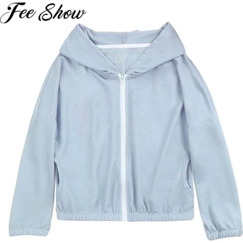 Kids Boys Girls Sun Protection Hoodie Jacket Sportswear Long Sleeves Zippered Coat Jackets Traveling Hiking Children Skinsuits