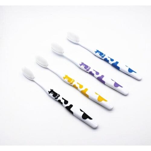 4 Colors Cartoon Cute Cow Pattern Toothbrush Handle Toothbrush Double Ultra of Dental Oral Care Soft Brush Adults Toothbrush