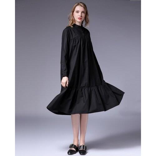 European and American Large womens Spring Clothes New Fashion Loose Leisure Literature and Art Dress Medium and Long Women