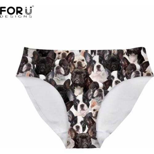 FORUDESIGNS Fashion Women Sexy Panties 3D Animal Dogs French Bulldog Print Girls Traceless Underwear Breathable Seamless Briefs