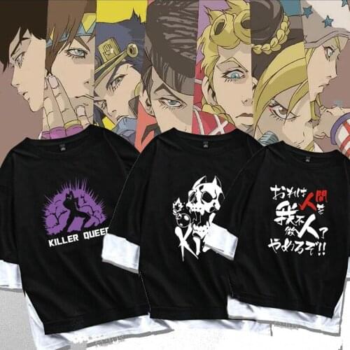 New Anime JoJos Bizarre Adventure Cosplay T-shirt Kujo Jotaro Kira Yoshikage t shirt cotton Men Tees tops