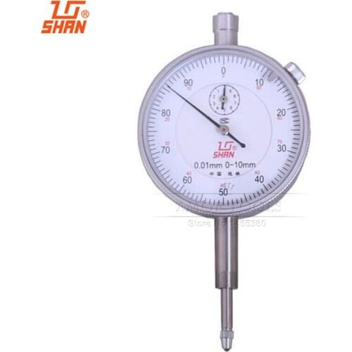 SHAN Dial Indicator 0-10mm/0.01mm Aluminum Body Dial Gauge Without Lug Back Micrometer Measuring Tool