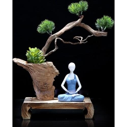 Ceramic Figure Sculpture Yogi Yoga Exercise Ceramic Handicraft Ornaments Maiden Decorative Ornaments home decoration modern