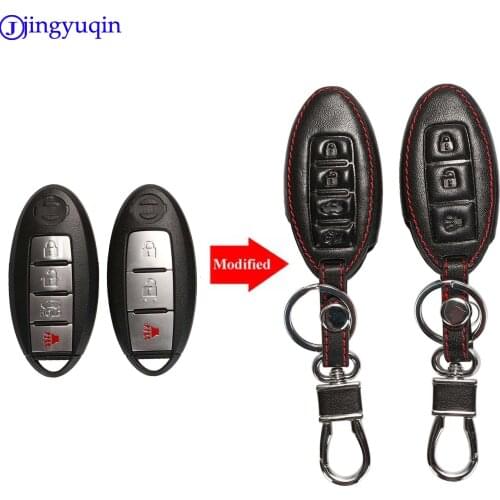 Jingyuqin Remote 3/4 Leather Key Case Cover For nissan Qashqai J11 x-trail T31 T32 Protect Vampira Pathfinder Murano Teana Juke