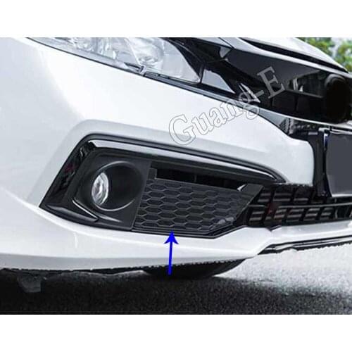 Car Body Frame Sticker Trim Cover Front Fog Light Honeycomb Lamp Detector Parts 2pcs For Honda Civic 10th Sedan 2019 2020 2021