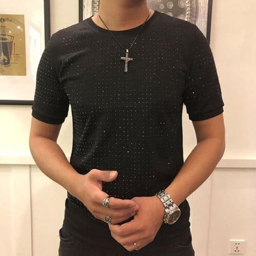Hot drill Mens Designer T Shirt Mens Summer New T-Shirt Cotton Diamonds Fashion High Quality Tops Tees