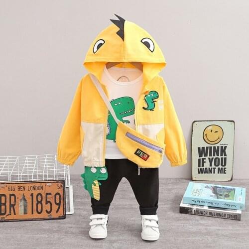 Cute cartoon pattern boys set baby handsome satchel set spring and autumn leisure comfortable three piece set