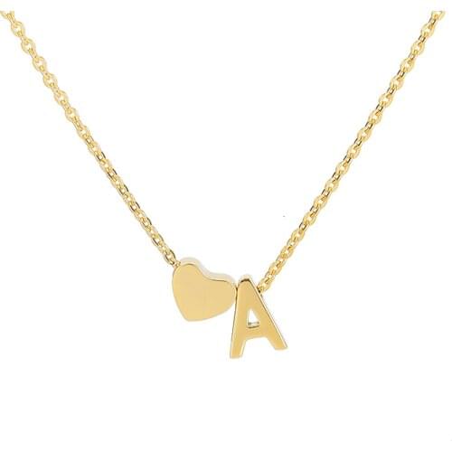 Minimalism Initial A B C D E F G H I J K L M N O P Q R S T U V W X Y Z With Heart Pendants Necklaces Alphabet Letter Necklace