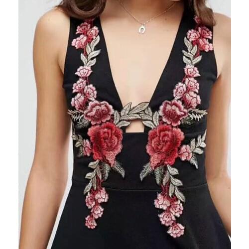 Rose Applique Embroidery Flower Patches For Clothing Appliques Flores Sewing Flower Patches