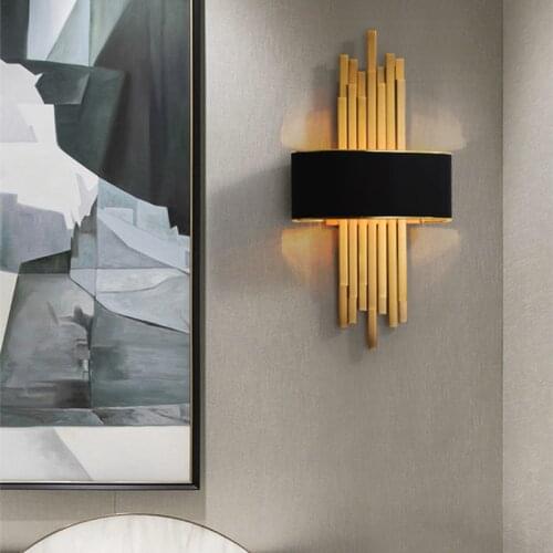 Nordic Loft Background Led Wall Lamp Art Fabric Metal Pipe Bedside Lights Hotel room Corridor Livingroom Wall Sconce Lighting