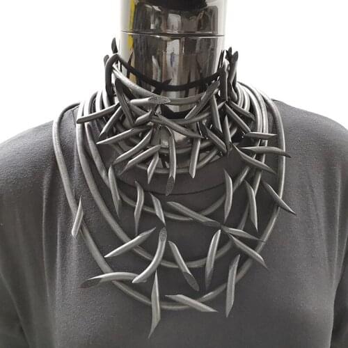 Multi Color Irregular Rubber Statement Necklaces For Women Punk Style Sweater Chain Choker Accessories Handcrafted Jewelry Gift