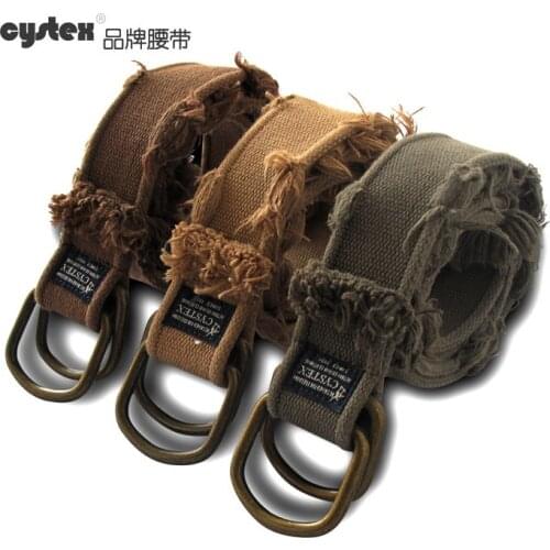 Brand Canvas Belt Men New Sales Designer High Quality Belt Men Belts Casual D-ring 100% Cotton Vintage Fashion Washed Soft