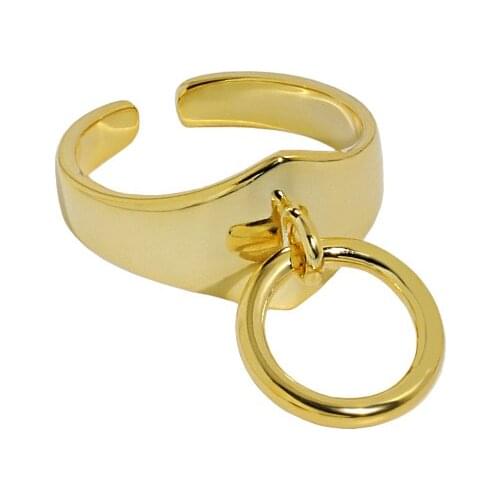 SHANICE Korean ins niche design sense minimalist smooth cz crystal ring texture S925 sterling silver open ring female cool punk