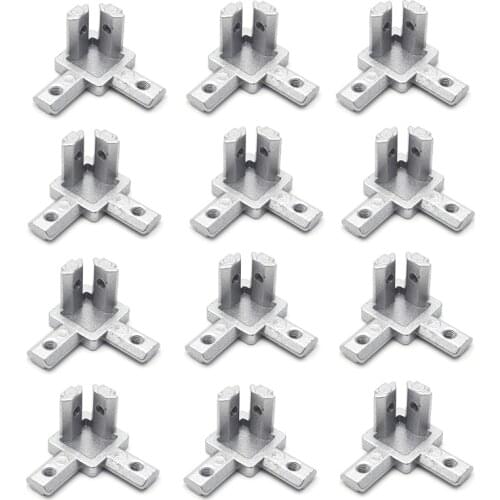 T-Slot Aluminum Stretch Profile 2020 Series 3-Way Angle Bracket Connector With Screw