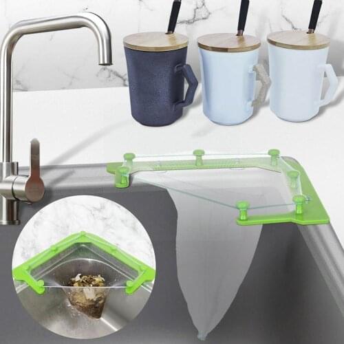 Triangle Drainage Rack Disposable Garbage Bag Anti-clogging Waste Bag Drainer Trash Strainer For Kitchen Hole Mesh Sink Gar Q9R1