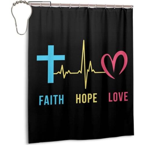 High Quality Printed Faith Hope Love Fabric Shower Curtains Screen ery Waterproof Products Faith Hope Love Bathroom Decor