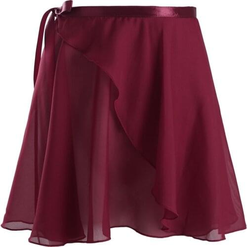 Adults Girl Chiffon Ballet Tutu Dance Skirt Skate Wrap Ballet Train Dress with Waist Tie Ballerina Artistic Gymnastics Dancewear