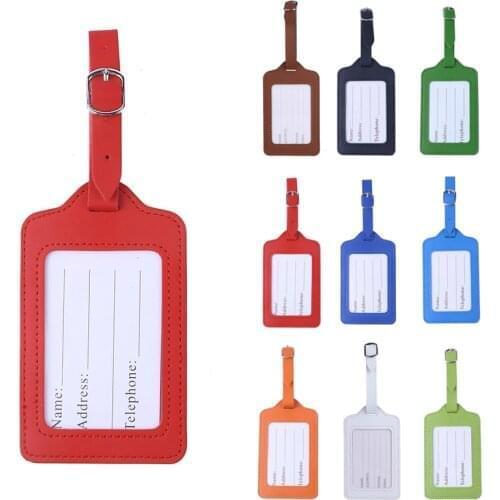 Colorful PU Leather Luggage Tag Cover Boarding Pass Suitcase ID Address Holder Baggage Boarding Label Travel Accessories