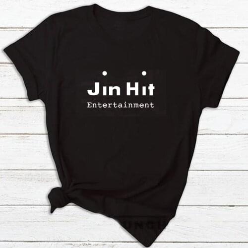 Korea Funny JinHit Entertainment T-Shirt Women Fashion Kpop Short Sleeve Harajuku Tshirt Feminina Letter Printed Women T-shirts