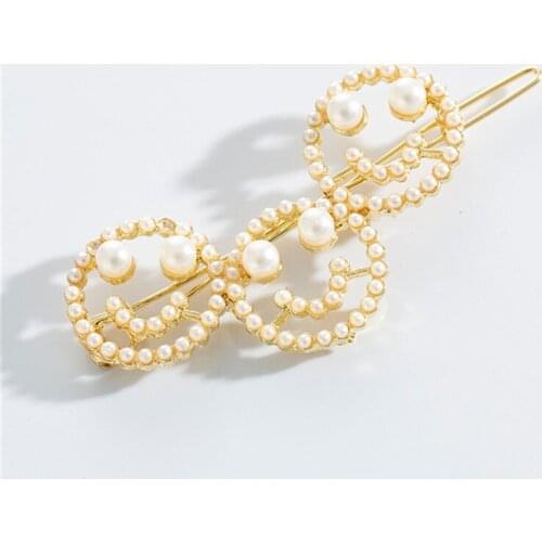 Hot Imitation Pearl Hairpin Hollow Smile Triangle Star Hair Clips for Women Girls Hairpins Holder Hair Accessories Wholesale