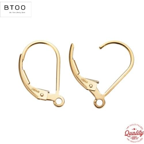 Real 14K Gold Filled Plain Leverback w/Ring Gold Ear Wire for Jewelry Making Handmde DIY Earrings Accessories Clasp for Earrings