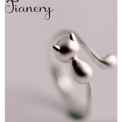 JIANERY Luxury Boho Silver Color Cat Rings For Women Wedding Punk Vintage Rings Girls Jewelry Anillos Mujer